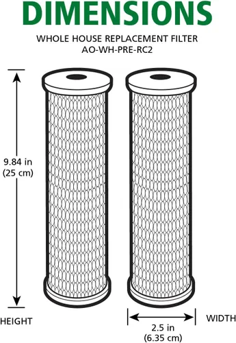 Miniatura 6 de AO Smith AO-WH-PRE-RC2 - Cartucho de repuesto para filtro de agua de sedimentos de bloque de carbono de 5 micrones, 2.5 x 10 pulgadas, paquete de 2