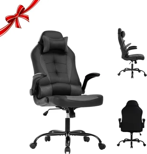 Miniatura 17 de Silla de juegos grande y alta, silla ergonómica de escritorio para computadora, cómoda silla de oficina ajustable de altura ajustable con soporte