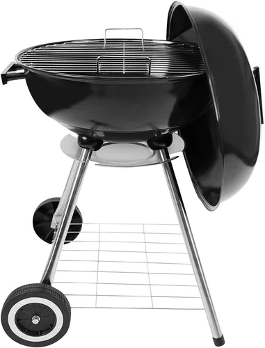 Parrilla de carbón de 18 pulgadas, parrilla de barbacoa con tapa esmaltada y colector de cenizas, parrilla de carbón portátil para parrilla al aire