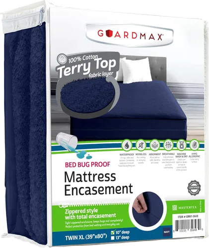 Miniatura 49 de Guardmax Funda de colchón Queen con cremallera, protector de colchón 100% impermeable, suave y absorbente de algodón de rizo superior para niños, 1