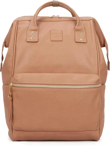 Miniatura 16 de Kah&Kee - Mochila de cuero con compartimento para laptop, ideal para viajes, escuela, para mujeres y hombres, marrón claro (Camel Beige)), PU1211