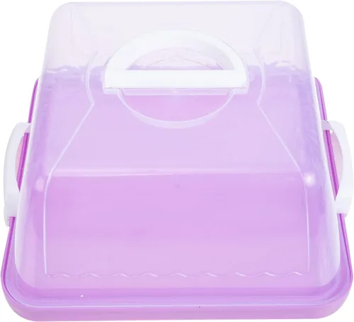 Miniatura 10 de LIFKOME Contenedor cuadrado de almacenamiento para tartas, caja de macarrones con asa de bloqueo para tartas, contenedor de almacenamiento cuadrado