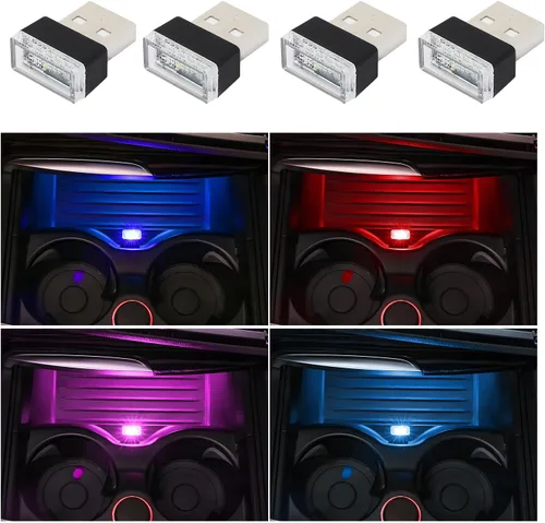 Miniatura 8 de Dickno 7 PCS Lámpara de Ambiente Interior de Coche LED USB, Mini Luz Nocturna LED Portátil, Kit de Iluminación Ambiental de Maletero con Interfaz