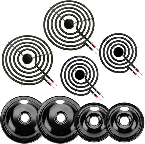 Miniatura 8 de Sartenes de goteo para quemador de estufa eléctrica W10196405 W10196406 y juego de unidades de quemador eléctrico MP21YA MP15YA para estufa y horno