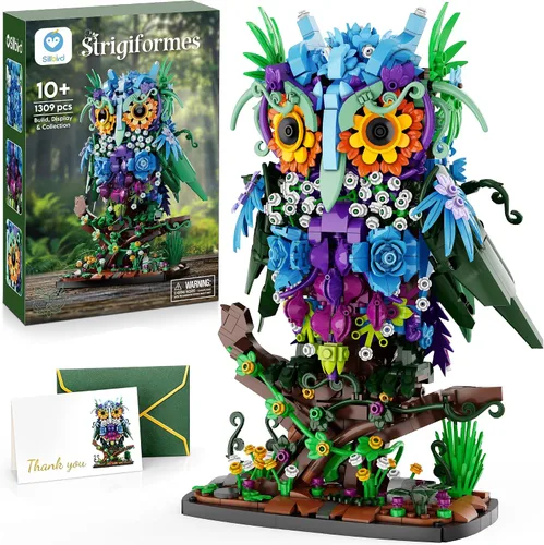 Sillbird Juego de construcción de búho de flores para adultos, regalos creativos para mamá, esposa, mujer, novia, pareja, decoración del hogar o