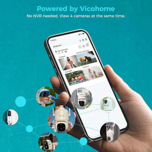 Miniatura 2 de SOVMIKU Vicohome - Timbre de video AI 2K y cámara de seguridad solar inalámbrica para exteriores, visión nocturna a color, audio bidireccional