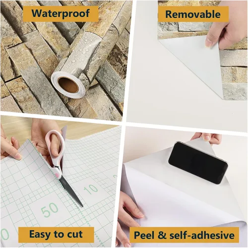 Miniatura 7 de Papel tapiz de ladrillo 3D autoadhesivo para encimeras, paredes, mesas, papel tapiz de piedra para dormitorio, sala de estar, papel de pared