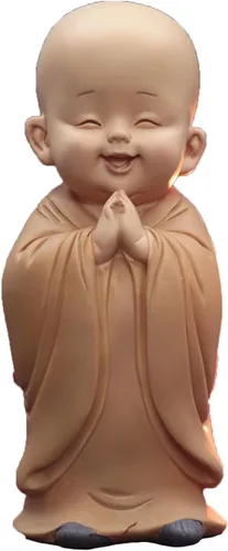 Miniatura 15 de Estatuilla de monje para decoración del hogar, estatua de Buda, figura de monje zen, lindo adorno de resina, mobiliario decorativo, arte chino