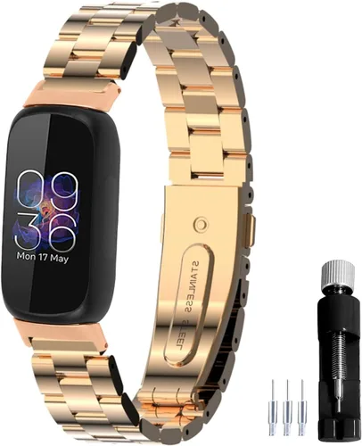 Miniatura 10 de Correa de reloj de metal compatible con Fitbit Inspire 3 de acero inoxidable, repuesto para reloj inteligente Inspire3, accesorio para mujeres