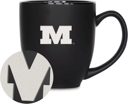 Miniatura 19 de Rico Industries - Taza de cerámica mate negra con grabado láser estándar de 15oz para NCAA (escuelas T & U) - Para bebidas calientes o frías