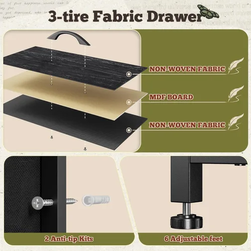 Miniatura 8 de Romorgniz Cómoda de 55 pulgadas de ancho para dormitorio con 9 cajones, soporte de TV LED con tomas de corriente para TV de 45, 55, 65 pulgadas