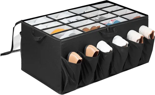 Miniatura 9 de Organizador de zapatos para armario, solución de almacenamiento de zapatos con cubierta transparente y separadores ajustables, caja de zapatos