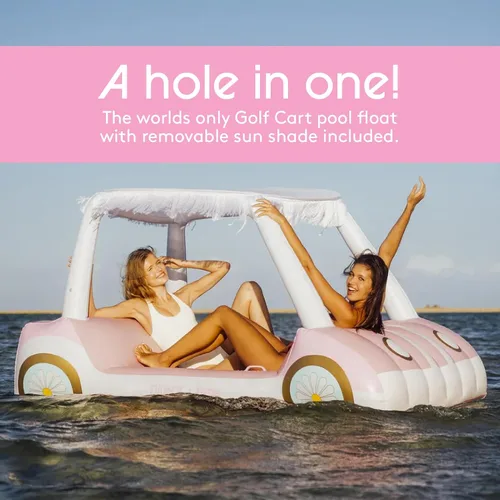 Miniatura 2 de FUNBOY Giant Inflatable Luxury Golf Cart Pool Float, Two Cup Holders, Removable Fringe Shade, Float for Summer Pool Party and Entertainment Carrito