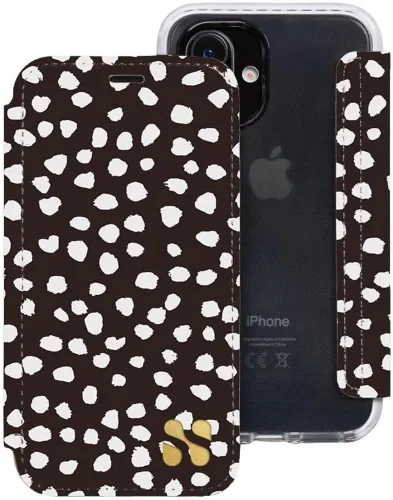 Miniatura 75 de SafeSleeve Funda de piel tipo cartera desmontable para iPhone 14 con bloqueador EMF para teléfono celular con 3 tarjeteros y soporte ajustable