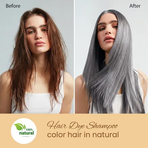 Miniatura 2 de Tinte plateado para el cabello, champú instantáneo de tinte para el cabello para hombres y mujeres, tintes de color plateado a base de hierbas 3