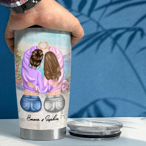Miniatura 4 de SANDJEST Taza personalizada para mejores amigas de 20oz y 30oz con tapa - Regalo para mejores amigas, mujeres, niñas, hermana - Navidad, cumpleaños