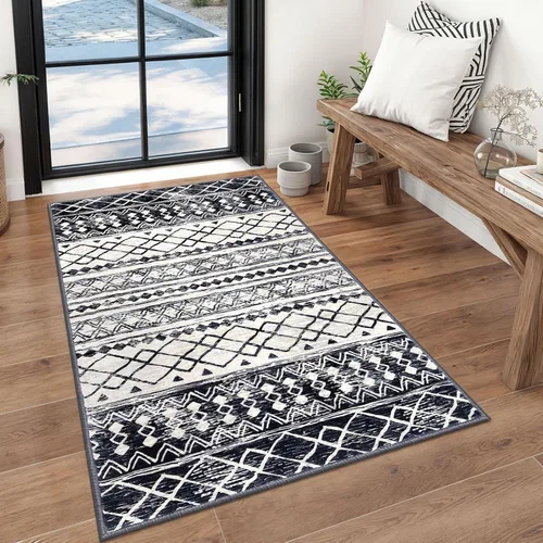 Miniatura 107 de KUTA Alfombras Boho para pasillos de 2.6x10 pies, alfombra de pasillo marroquí lavable, antideslizante, vintage, gris, alfombras de cocina, ultra