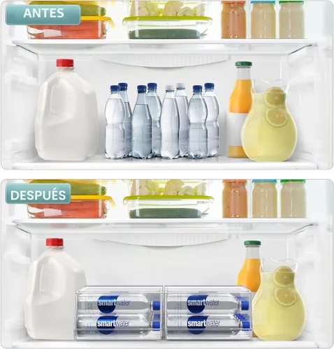 Miniatura 5 de Sorbus Organizador de botellas de agua para refrigerador con tapa, capacidad para 9 botellas, organizador apilable de bebidas para refrigerador