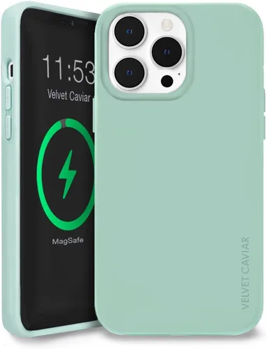 VELVET CAVIAR Funda compatible con iPhone 14 Pro Max MagSafe de silicona verde, forro protector de microfibra, probada en caídas de 6 pies, bonitas