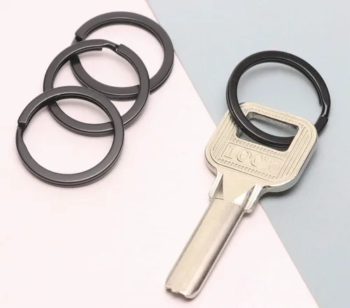 Miniatura 14 de Tupalizy Llavero redondo plano con placa de perro dividida de metal para llaves del hogar, automóvil, manualidades y cordones de cinturón, 20