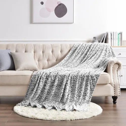 Miniatura 2 de PLEASANT BOULEVARD Manta de vellón de leopardo, colcha de microfibra de felpa ligera y cálida de primera calidad para sofá y cama