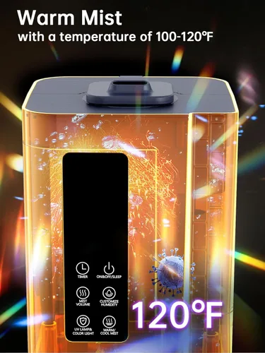 Miniatura 3 de Humidificadores de 2.64 galones para habitación grande, niebla cálida y fría de hasta 500 pies cuadrados, difusor de llenado superior de luz