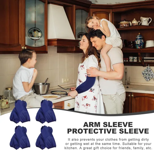 Miniatura 9 de Luxshiny 4 pares de mangas largas impermeables a prueba de aceite para cocinar, lavado de platos, protección de limpieza de 15.74 pulgadas, ajuste