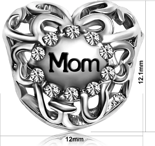 Miniatura 4 de JMQJewelry Abalorios de cuentas para mujer, diseño de corazón y corazón, para mamá, hija, hermana, hermano, Cobre