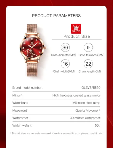 Miniatura 4 de OLEVS Reloj de pulsera de cuarzo analógico con diamantes de oro rosa para mujer, vestido de lujo, acero inoxidable, luminoso, impermeable, fecha