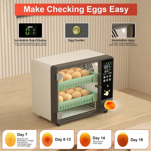 Miniatura 6 de Incubadoras Chalixion para incubar 24 huevos, incubadora de huevos con volteador automático de huevos, humidificador ultrasónico atomizado