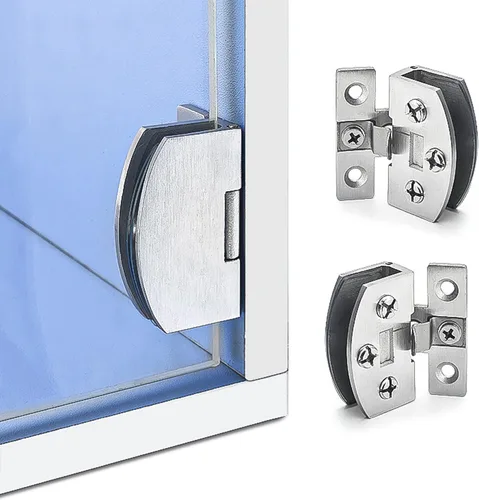 Bisagras de puerta de vidrio para puertas de vidrio, escaparate, vitrina, gabinete de vino, bisagras de puerta sin perforación (grande)