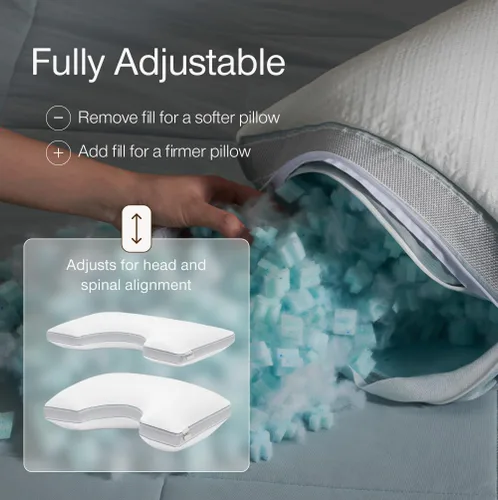Miniatura 2 de Coop Home Goods Cool+ - Almohada ajustable de corte King con gel refrescante y recorte de hombros para soporte de cabeza, almohada para dormir