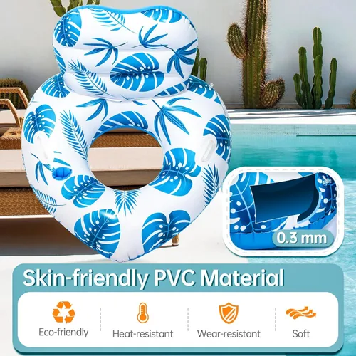 Miniatura 5 de [Nuevo Modelo 2025] Flotador Inflable de Tumbona para Piscina con Cuerpo Único, Portavasos y Asa, Juguetes de Piscina Ideales para Playa, Lagos