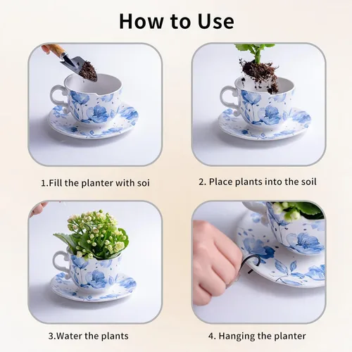 Miniatura 2 de TEATALK Macetas colgantes para plantas de interior, maceta colgante de 6.3 pulgadas con cadena, cestas colgantes para plantas al aire libre, macetas