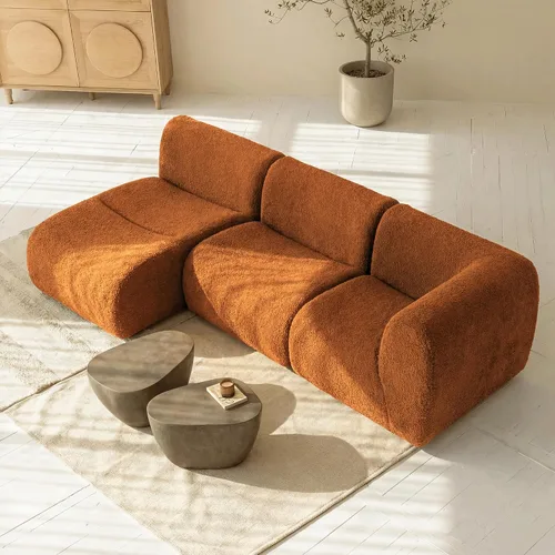 Miniatura 38 de Sofá individual modular curvado, sofá sherpa de espuma de 33 pulgadas, cómodos sofás de peluche para espacios pequeños, sofás modulares modernos