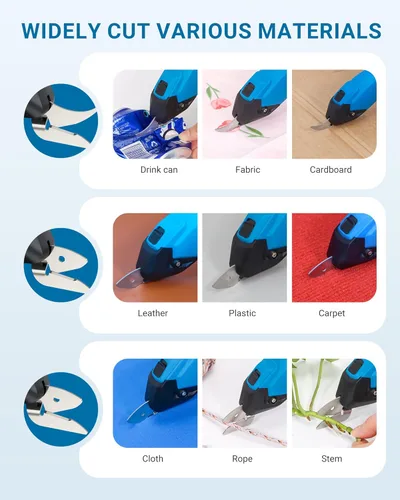 Miniatura 2 de VLOXO Cortador de cartón inalámbrico, tijeras eléctricas recargables de 4 V, súper tijeras con 3 cuchillas diferentes y bloqueo de seguridad