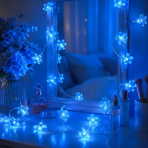 Miniatura 3 de FULLBELL Tira de luces rojas para interiores, 8 modos de luces de Navidad enchufables para dormitorio, 33 pies, 100 LED al aire libre
