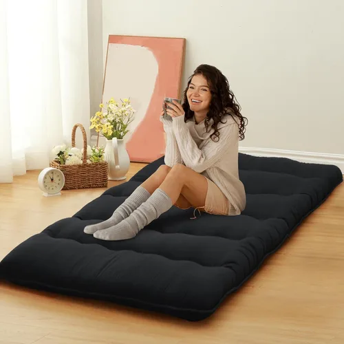 Colchón japonés de suelo futón, futón de 3 pulgadas de grosor, portátil, plegable, tatami para sofá, tumbona, camping, dormitorio, yoga, dormir,