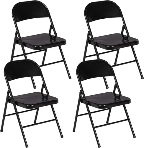 Miniatura 23 de VECELO Paquete de 8 sillas plegables con marco de metal, asiento de acero con triple soporte para oficina en casa, ahorro de espacio sin montaje