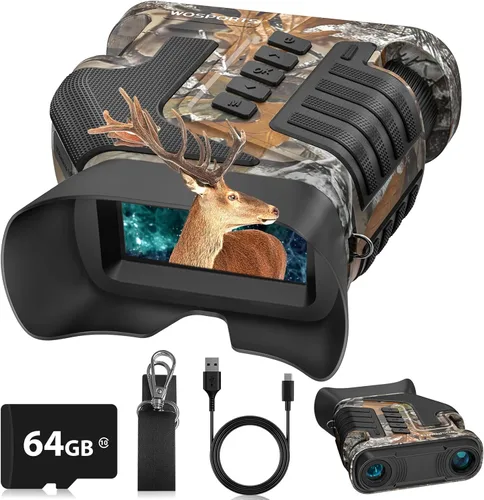 Miniatura 9 de WOSPORTS Gafas de visión nocturna 4K, zoom óptico de 10X y digital de 8X, rango infrarrojo de 1315 pies, batería recargable de 5000 mAh, IPX Verde