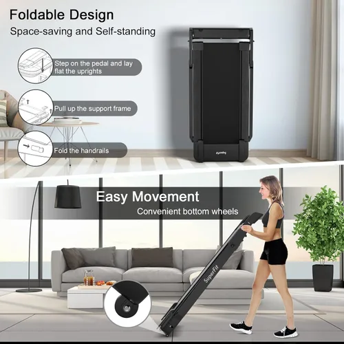 Miniatura 3 de Goplus Caminadora plegable de alta resistencia 4.0HP, caminadora eléctrica plegable Superfit con pantalla táctil LED, cinturón de frecuencia