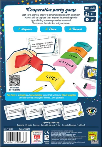 Miniatura 2 de Juego de fiesta de datos divertidos: aprende hechos sorprendentes sobre amigos y familiares. Juego cooperativo atractivo para niños y adultos
