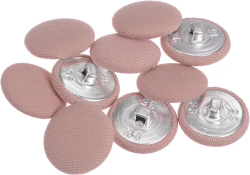 Miniatura 108 de HARFINGTON 10 botones de tela de 24L cubiertos de tela de 0.59 pulgadas, vástago de metal, botones de costura redondos para trajes, blusas de Azul