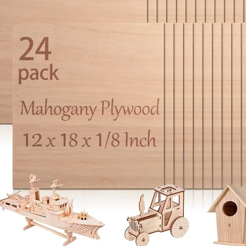 Miniatura 10 de 48 piezas de madera contrachapada de abedul báltico, 12 x 12 x 1/8 pulgadas, 0.118 pulgadas de grosor, madera sin terminar para manualidades, corte