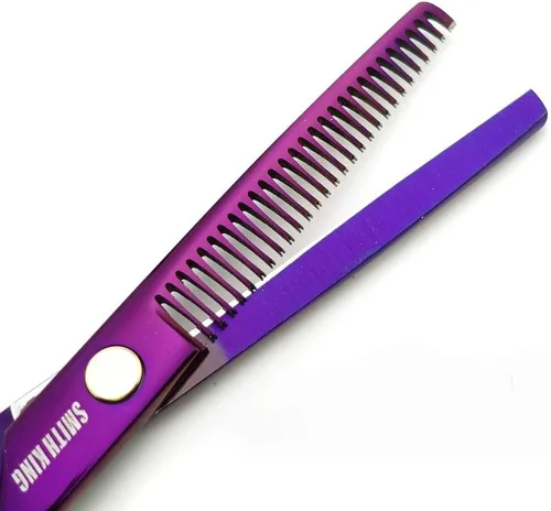 Miniatura 7 de Juego de tijeras de corte de pelo de 5.5 pulgadas con peines de afeitar, estuche para tijeras de cuero, tijeras de corte de cabello, tijeras
