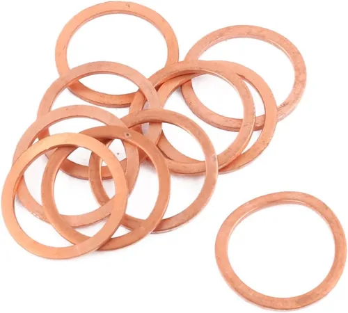 Miniatura 2 de uxcell 10pcs 0.236 in x 0.394 in x 0.039 in anillo plano de cobre aplastamiento arandela sellado junta sujetador