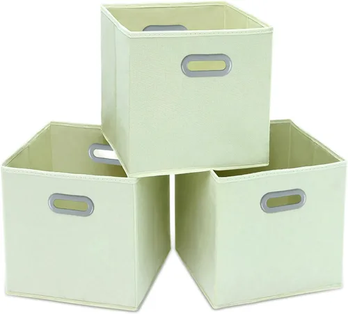 Miniatura 15 de STOREONE - Cubos de almacenamiento de tela con contenedores de cestas (28x28x28 cm) con asas dobles para estante, armario, organizadores de Negro