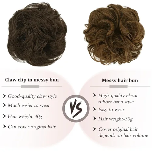 Miniatura 4 de RUWISS Pinza de Garra Moño Desordenado Postizo de Cabello Humano Real Moños Ondulados Rizados Chignon Extensiones de Moño Peinado Recogido