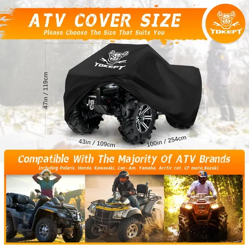 Miniatura 2 de 190T - Funda impermeable para cuatrimoto, ATV y ATC, color negro, 3XL, 100 pulgadas