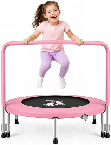 Miniatura 8 de RAVS 36" Toddler Trampoline for Kids Ages 1-6 with Thick Safety Pad Adjustable Foam Handle Easy Assembly Foldable Mini Kids Rebounder Baby